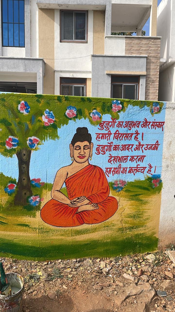 Wall Painting at Old age Home , Salumber